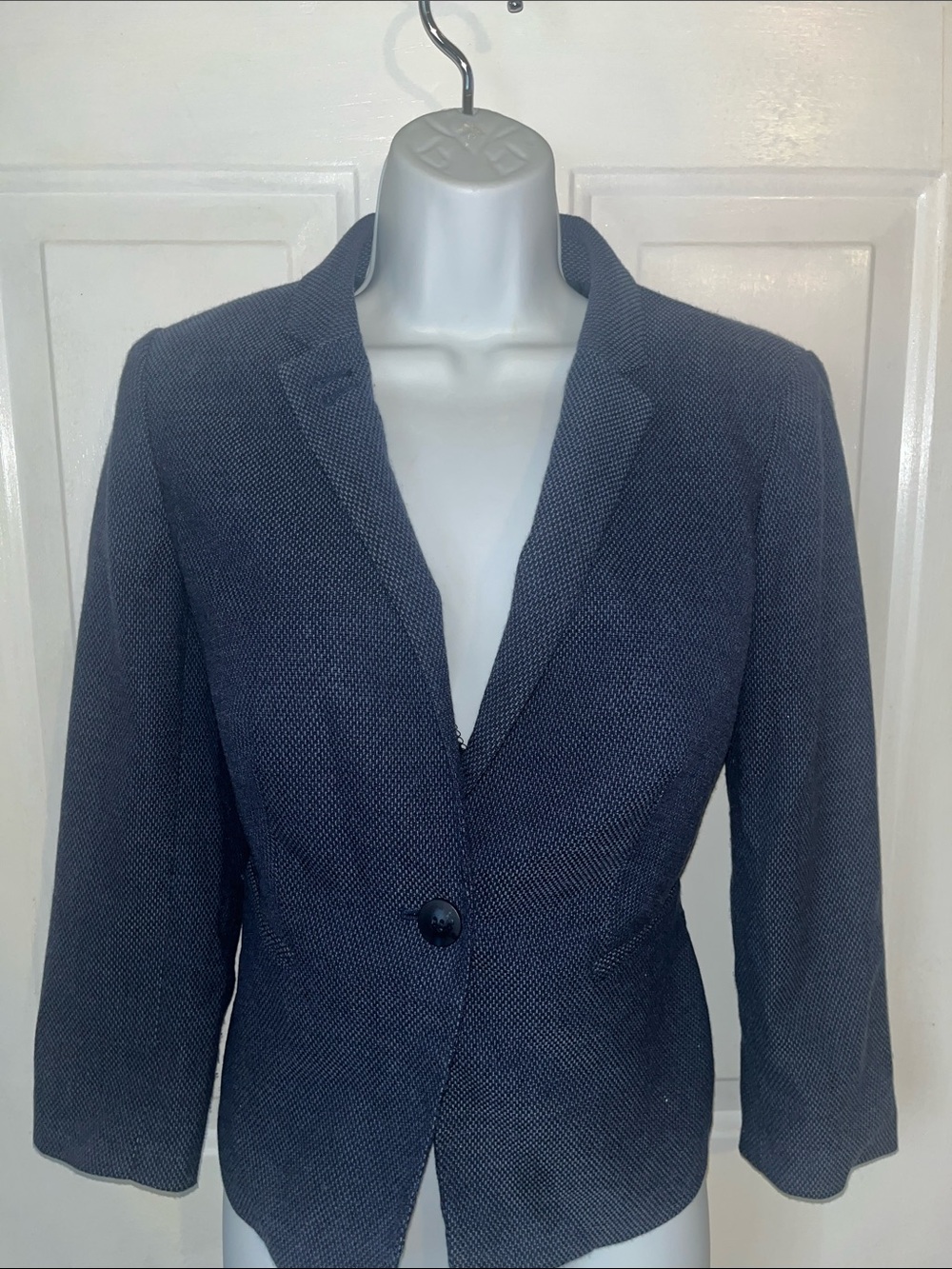 The Limited Navy Textured One-Button Blazer